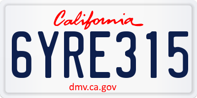 CA license plate 6YRE315