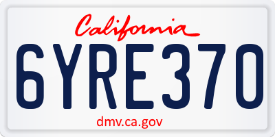 CA license plate 6YRE370