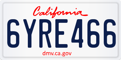 CA license plate 6YRE466