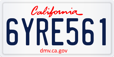 CA license plate 6YRE561