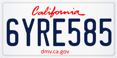 CA license plate 6YRE585