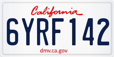 CA license plate 6YRF142