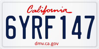 CA license plate 6YRF147