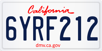 CA license plate 6YRF212