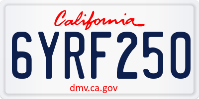 CA license plate 6YRF250