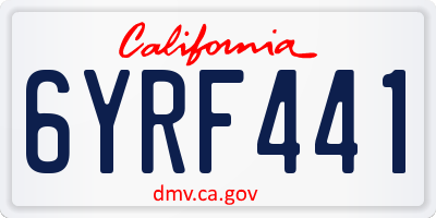 CA license plate 6YRF441