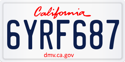 CA license plate 6YRF687