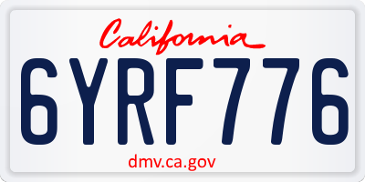 CA license plate 6YRF776