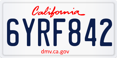 CA license plate 6YRF842