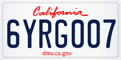 CA license plate 6YRG007