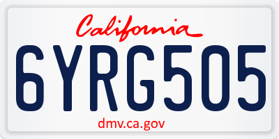 CA license plate 6YRG505
