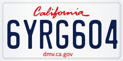 CA license plate 6YRG604
