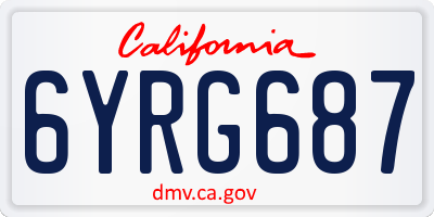 CA license plate 6YRG687
