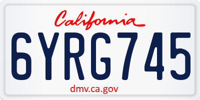 CA license plate 6YRG745