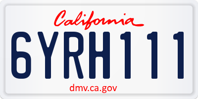 CA license plate 6YRH111