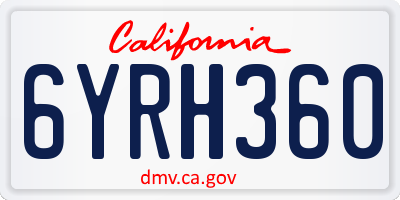 CA license plate 6YRH360