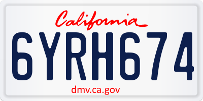 CA license plate 6YRH674