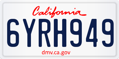 CA license plate 6YRH949