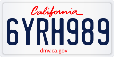 CA license plate 6YRH989