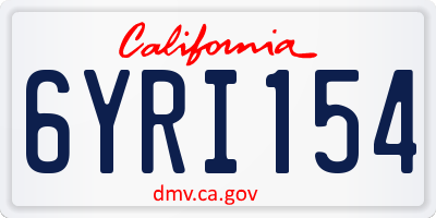 CA license plate 6YRI154