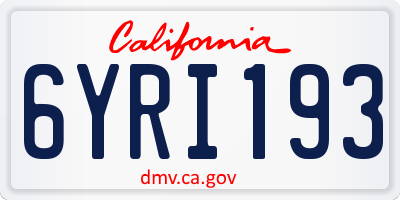 CA license plate 6YRI193