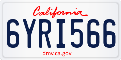 CA license plate 6YRI566