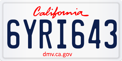 CA license plate 6YRI643