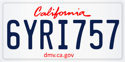 CA license plate 6YRI757