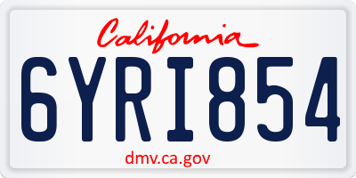 CA license plate 6YRI854