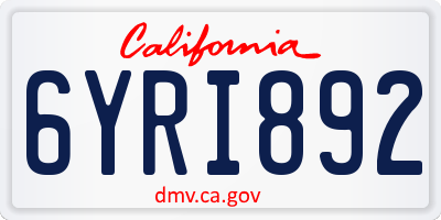 CA license plate 6YRI892