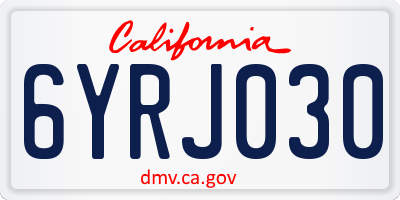 CA license plate 6YRJ030