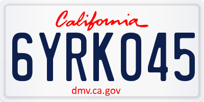 CA license plate 6YRK045