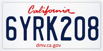 CA license plate 6YRK208