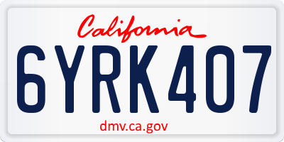 CA license plate 6YRK407