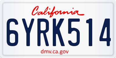 CA license plate 6YRK514