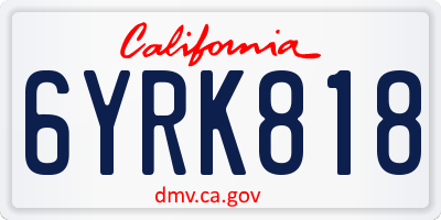 CA license plate 6YRK818