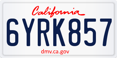 CA license plate 6YRK857
