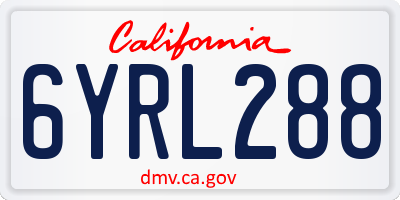 CA license plate 6YRL288