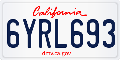 CA license plate 6YRL693