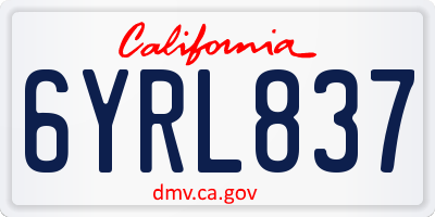 CA license plate 6YRL837