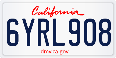 CA license plate 6YRL908