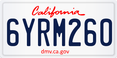 CA license plate 6YRM260