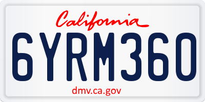 CA license plate 6YRM360