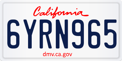 CA license plate 6YRN965