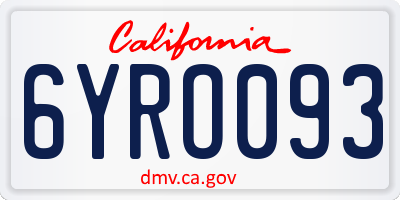 CA license plate 6YRO093