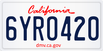 CA license plate 6YRO420
