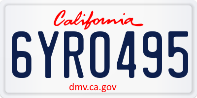 CA license plate 6YRO495