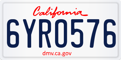 CA license plate 6YRO576