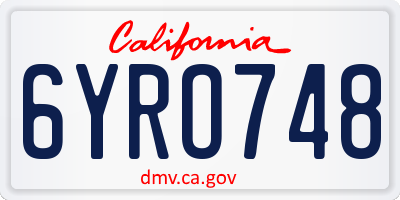 CA license plate 6YRO748
