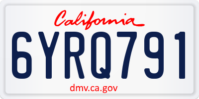 CA license plate 6YRQ791